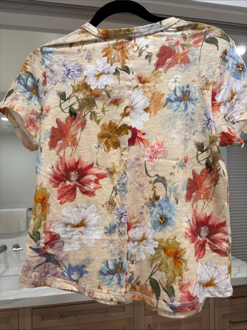 Pilcro Cream Floral Short-Sleeve Tee - Picture 3 of 4